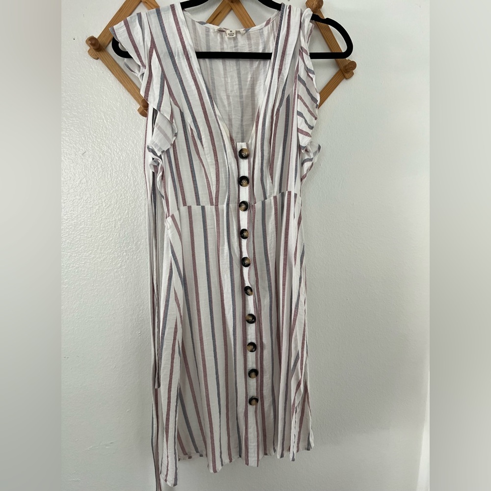 stripped button down dress